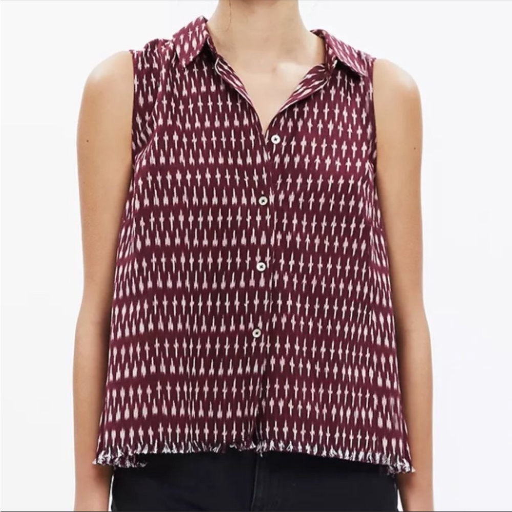 Madewell Ikat Sleveless Button Front Shirt